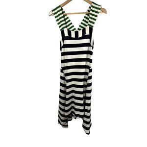 HWR ANTHROPOLOGIE Women's Cotton Striped Sleeveless Dress Blue/White Extra Small